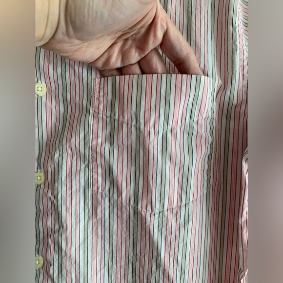 Button up pink and grey striped blouse by Merona size Medium - Picture 5 of 6